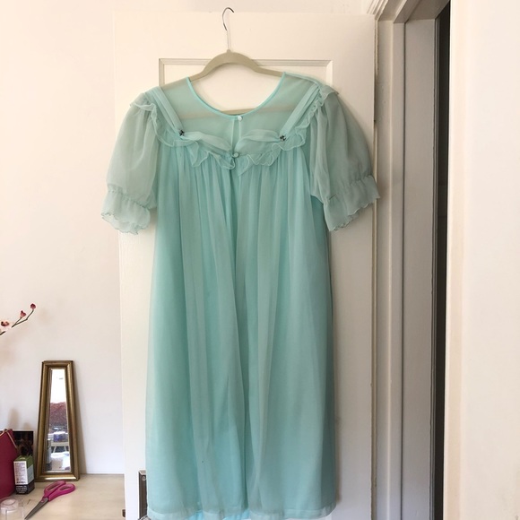Blue Chiffon Night Dress - Picture 3 of 5